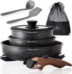 Набор сковород с антипригарным покрытием Kitchen Academy со съемной ручкой для индукционной плиты