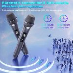 Караоке-колонка с 2 беспроводными микрофонами HWWR, Bluetooth-колонка с диско-светом — изображение 4