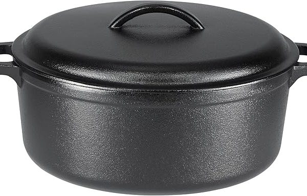 Круглая чугунная кастрюля Amazon для голландской духовки с крышкой
