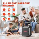 Караоке Bluetooth-колонка с 2 беспроводными микрофонами, акустическая система HUABAO — изображение 2