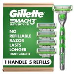 Сменные кассеты для бритья с ручкой Gillette Mach3 Sensitive 5 штук