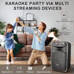 Колонка-Bluetooth GEYGUY, PA-система с сабвуфером для караоке с микрофонами — изображение 4