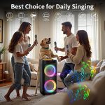 Караоке-цетр JYX с 2 беспроводными микрофонами, Bluetooth-колонка 500 Вт — изображение 6