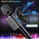 Микрофон для караоке BONAOK, портативный беспроводной микрофон Bluetooth — изображение 3