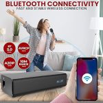 Беспроводная звуковая панель 20 Вт Pyle с 2 микрофонами для вокала, система Bluetooth для караоке — изображение 3